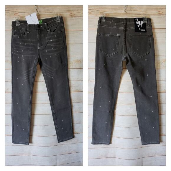 Free People x Sandrine Rose Polka Grey Stretchy Skinny Jeans Women's Size 26 - Picture 2 of 8